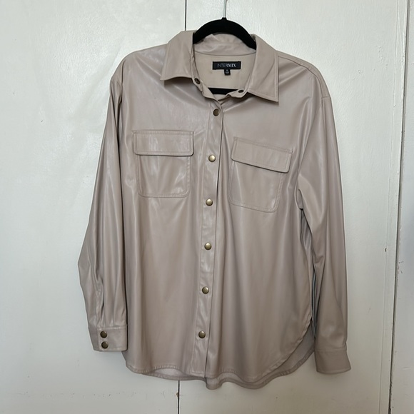 Intermix Joan Faux Leather Shirt - Picture 5 of 5